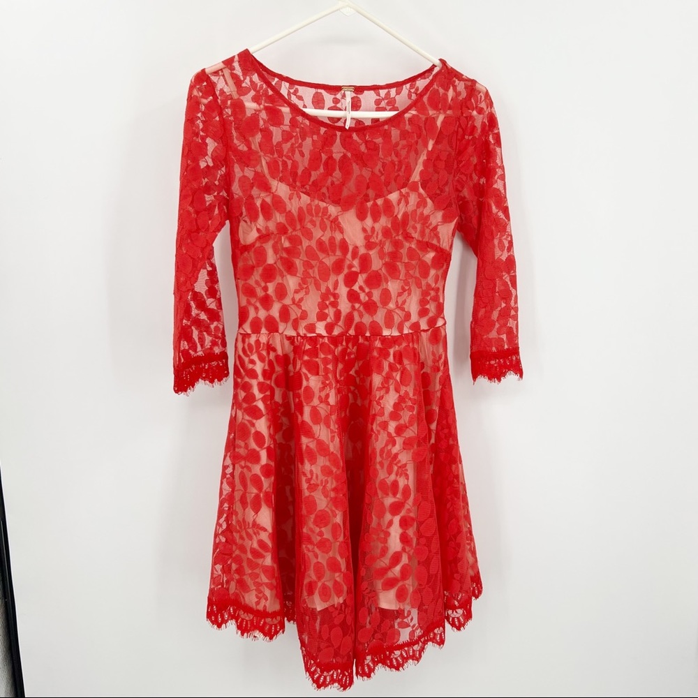 Free People Red Lace Dress